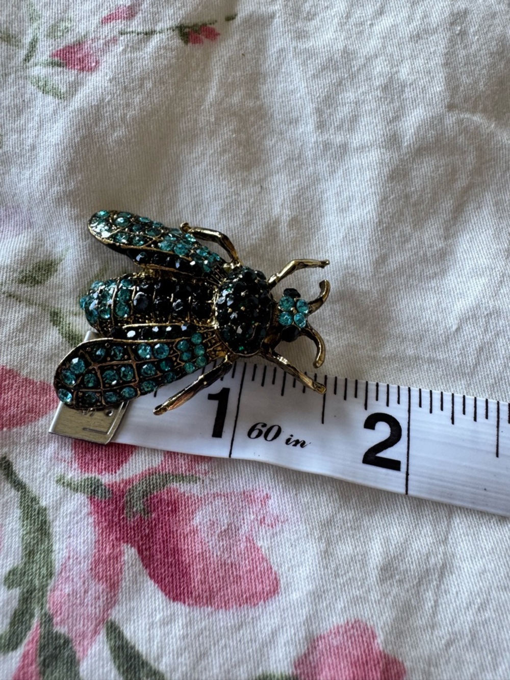 Aratta Teal Crystal Bee Brooch Pin
